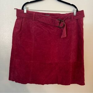 Vintage Rem Garson Pink/Purple Suede Leather Skirt With Belt 18
